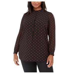 Anne Klein Polka-Dot Collarless Blouse